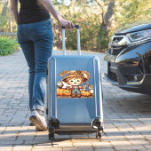 Cute Fall Scarecrow with Pumpkins Oversized T-Shir Aufkleber (Koffer Insitu)