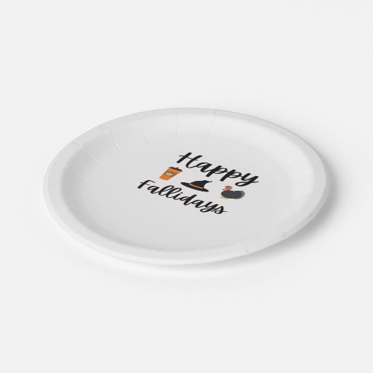 Cute Fall season Happy Fallidays Thanksgiving Hall Pappteller (Schrägansicht)