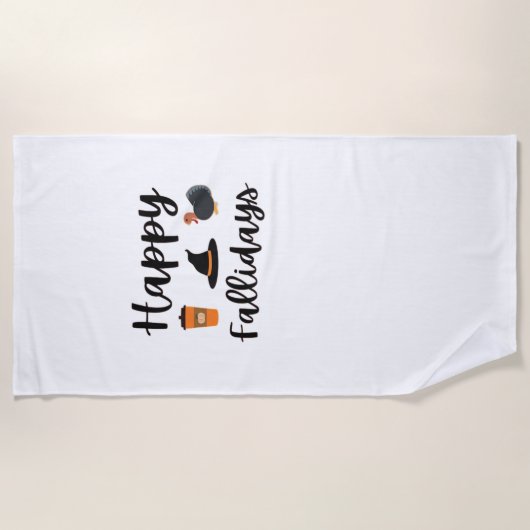 Cute Fall season Happy Fallidays Thanksgiving Hall Strandtuch (Vorderseite)