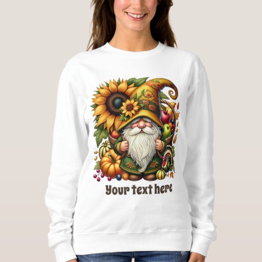 Cute Fall Seasonal gnome add text  Sweatshirt (Vorderseite)
