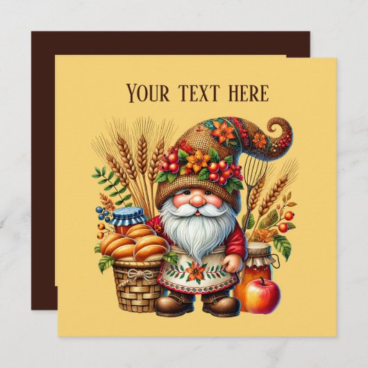 Cute Fall Seasonal gnome party Einladung (Vorne/Hinten)