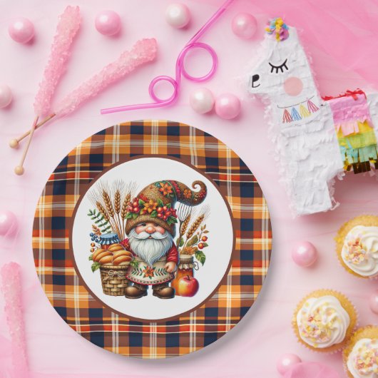 Cute Fall Seasonal gnome party Pappteller (Party)