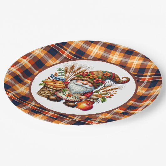 Cute Fall Seasonal gnome party Pappteller (Schrägansicht)
