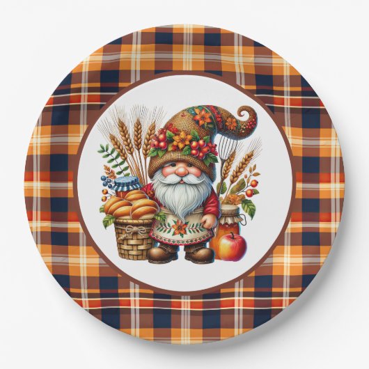 Cute Fall Seasonal gnome party  Pappteller (Vorderseite)