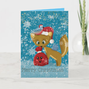 Cute family Christmas animals greeting cards Feiertagskarte
