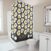 Cute Family Name Fried Eggs Pattern Breakfast  Duschvorhang (Beispiel)