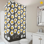 Cute Family Name Fried Eggs Pattern Breakfast  Duschvorhang