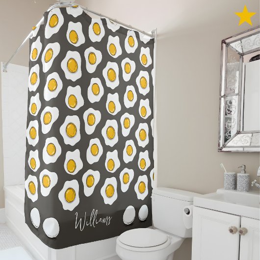 Cute Family Name Fried Eggs Pattern Breakfast  Duschvorhang
