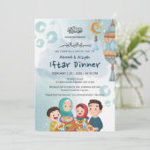 Cute Family Ramadan Iftar Invitation Einladung (Stehend Vorderseite)