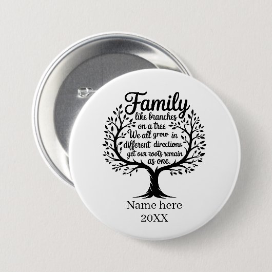 Cute Family reunion add name year Button (Vorne & Hinten)