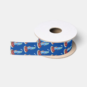 Cute fancy guppy tropical fish cartoon satinband