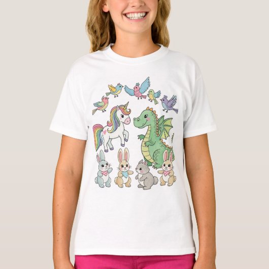 Cute Fantasy Animal Friends T-Shirt for Kids (Vorderseite)