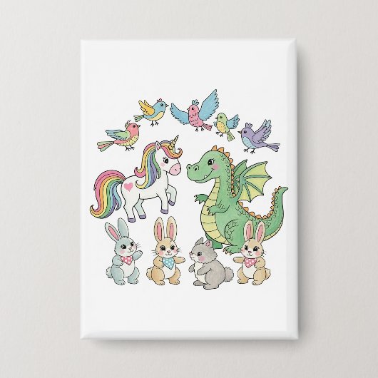 Cute Fantasy Friends – Birthday Button for Kids (Vorderseite)