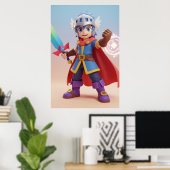Cute Fantasy Hero Knight Art Poster (Heimbüro)