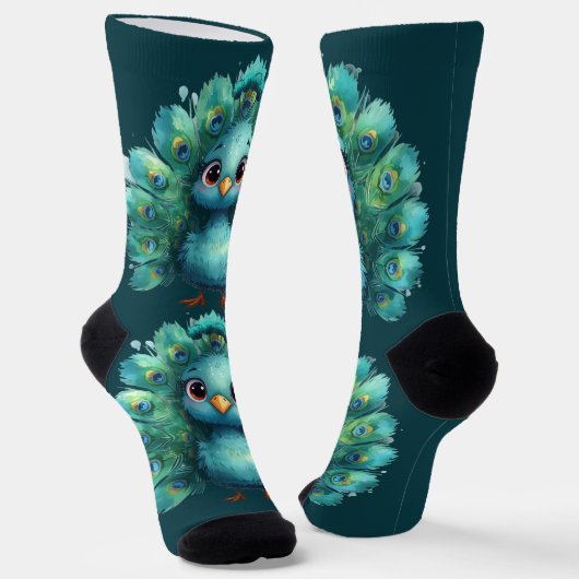 Cute Fantasy whimsical Blue Peacock  Socken (Gewinkelt)