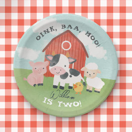 Cute Farm Animal Barnyard Kids Birthday  Pappteller