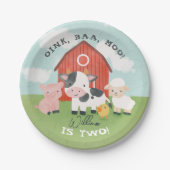 Cute Farm Animal Barnyard Kids Birthday Pappteller (Vorderseite)