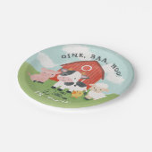 Cute Farm Animal Barnyard Kids Birthday Pappteller (Schrägansicht)