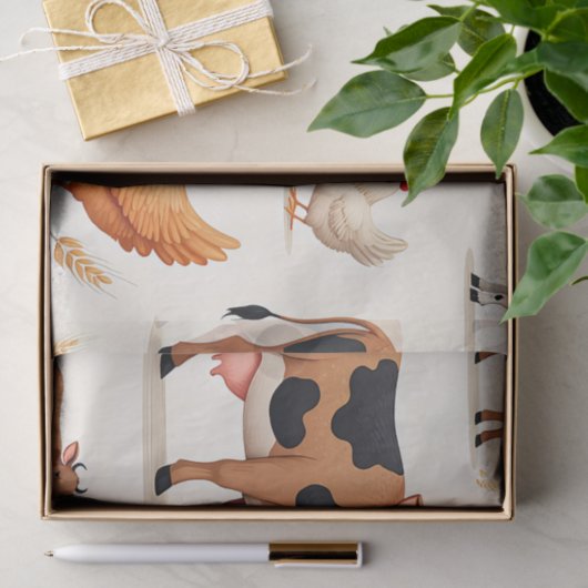 Cute Farm Animals Barn Pattern Seidenpapier (Geschenk)