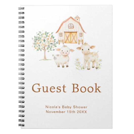 Cute Farm Barn Baby Shower Guest Book Notizblock (Vorderseite)