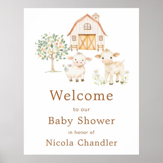 Cute Farm Barn Baby Shower Welcome Poster (Vorne)