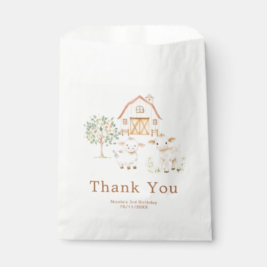 Cute Farm Barn Cows Birthday Geschenktütchen (Vorderseite)