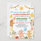 Cute Farm Barnyard Animals Kids Birthday Party Einladung (Vorderseite)