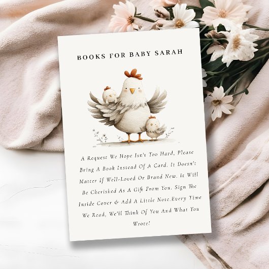Cute Farm Mum and Baby Chick Books For Baby Shower Begleitkarte