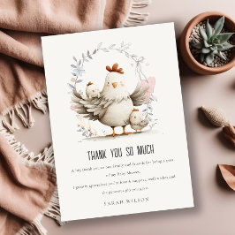 Cute Farm Mum and Baby Chick Floral Baby Shower Dankeskarte