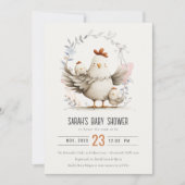 Cute Farm Mum and Baby Chick Floral Baby Shower Einladung (Vorderseite)