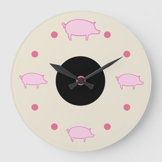 Cute Farm Pigs Wall Clock Große Wanduhr (Vorderseite)