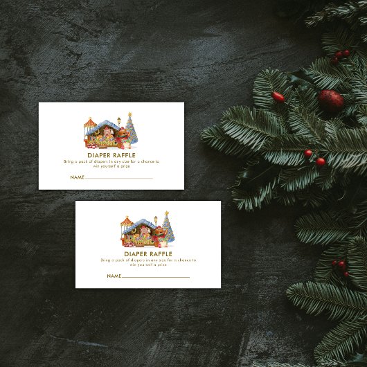 Cute Farmer Market Bear Diaper Raffle Baby Shower  Begleitkarte