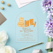 Cute Fat Orange Cat 1st Birthday Acryleinladungen (Insitu (Hochzeit))