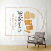 Cute Fat Orange Cat 1st Birthday Backdrop Wandteppich (Beispiel (Horizontal))