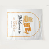 Cute Fat Orange Cat 1st Birthday Backdrop Wandteppich (Vorderseite (Horizontal))