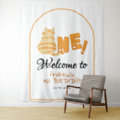 Cute Fat Orange Cat 1st Birthday Backdrop Wandteppich (Beispiel)