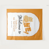 Cute Fat Orange Cat 1st Birthday Backdrop Wandteppich (Vorderseite (Horizontal))