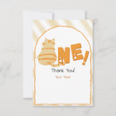 Cute Fat Orange Cat 1st Birthday Dankeskarte (Vorderseite)