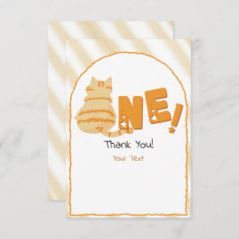 Cute Fat Orange Cat 1st Birthday Dankeskarte