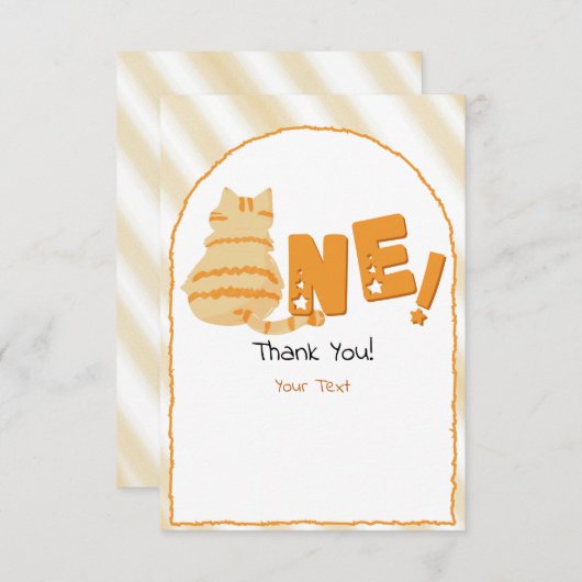 Cute Fat Orange Cat 1st Birthday Dankeskarte (Vorne/Hinten)