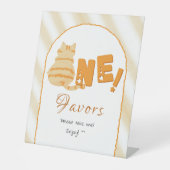 Cute Fat Orange Cat 1st Birthday Favors Sockelschild (Vorderseite)