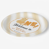 Cute Fat Orange Cat 1st Birthday Pappteller (Schrägansicht)