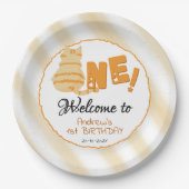 Cute Fat Orange Cat 1st Birthday Pappteller (Vorderseite)