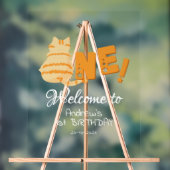 Cute Fat Orange Cat 1st Birthday Welcome Acrylschild (Neutral)