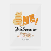 Cute Fat Orange Cat 1st Birthday Welcome Acrylschild (Vorderseite)