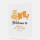 Cute Fat Orange Cat 1st Birthday Welcome Acrylschild (Winkel)