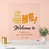 Cute Fat Orange Cat 1st Birthday Welcome Acrylschild (Hochzeit)