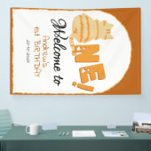 Cute Fat Orange Cat 1st Birthday Welcome Banner (Messe)