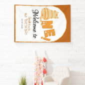 Cute Fat Orange Cat 1st Birthday Welcome Banner (InSitu)