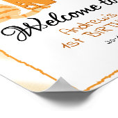 Cute Fat Orange Cat 1st Birthday Welcome Sign Poster (Ecke)